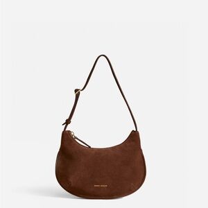 Manu Atelier Ilda Chocolate Suede Half Moon Shoulder Bag Brown